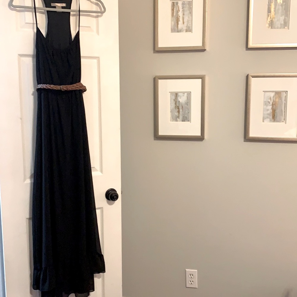 Black Maxi Dress with detachable Belt